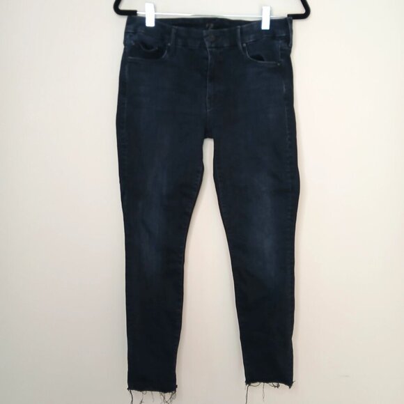 MOTHER The Looker Ankle Fray Jeans in Blackbird Black Size 30 - Picture 10 of 11